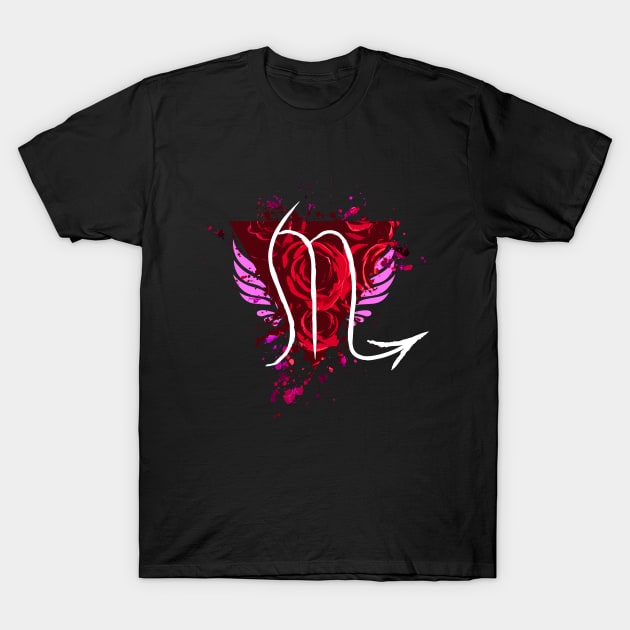 Scorpio - Red Roses T-Shirt by Scailaret